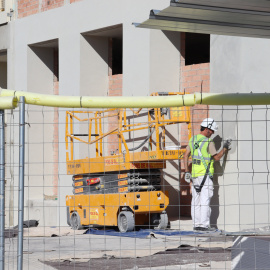 Un treballador de les obres de les Glòries aquest dimecres al matí