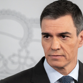El presidente del Gobierno, Pedro Sánchez, durante una rueda de prensa posterior a las reuniones con los representantes de los grupos parlamentarios, en La Moncloa.