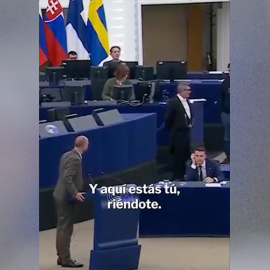 El eurodiputado Marc Botenga abronca al ministro de Asuntos de la UE polaco, Adam Szlapka.
