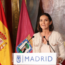 La portavoz del PSOE en el Ayuntamiento de Madrid, Reyes Maroto, durante una rueda de prensa, a 17 de febrero de 2025.