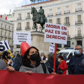 Manifestación de Derecho a Morir Dignamente en Madrid el 18 de marzo de 2021.