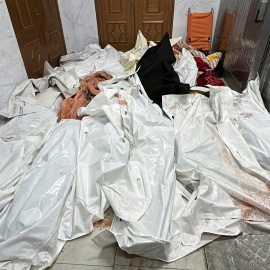 Cadáveres en el hospital Nasser tras los ataques israelíes, en Khan Younis, en el sur de la Franja de Gaza, a 18 de marzo de 2025.