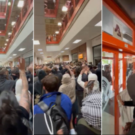 Capturas de vídeo de la protesta contra Espinosa de los Monteros, en la Universidad Complutense de Madrid.