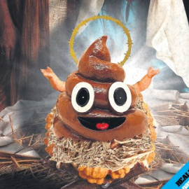 Hazte Oír denuncio esta portada de la revista 'Mongolia' con un excremento en un belén.