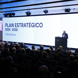 El presidente de CriteriaCaixa, Isidro Fainé, interviene durante la presentación del Plan Estratégico 2025-2030.