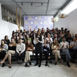 Belarra presenta a los miembros de su lista a la asamblea de Podemos, este lunes en Madrid.