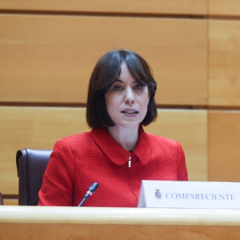 La ministra de Ciencia, Innovación y Universidades, Diana Morant, comparece ante la Comisión de Ciencia, Innovación y Universidades, en el Senado, a 31 de marzo de 2025, en Madrid (España).