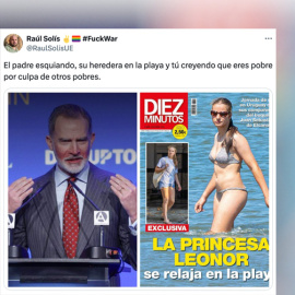 Captura del comenrario de un tuitero sobre la foto de la princesa Leonor.