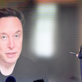 Elon Musk, durante un acto de la extrema derecha italiana en Florencia.