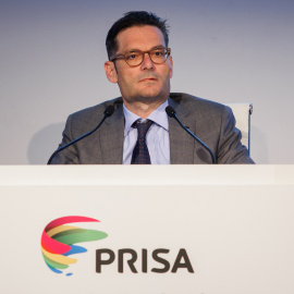 El presidente del Grupo PRISA, Joseph Oughourlia, en una junta de accionistas del grupo de comunicación.