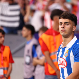 Álvaro Aguado en un partido con el Espanyol en agosto de 2024.