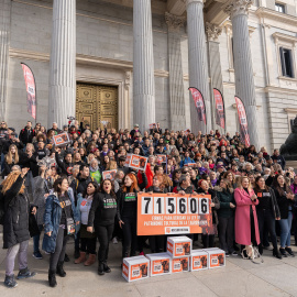 Decenas de personas reunidas frente al Congreso de los Diputados por la ILP "No es mi cultura".