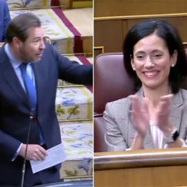 Óscar Puente y Patricia Rodríguez en el Congreso de los Diputados.