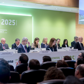 Vista de la junta de accionistas de Aena en la Terminal T4 del Aeropuerto Adolfo Suárez Madrid-Barajas.