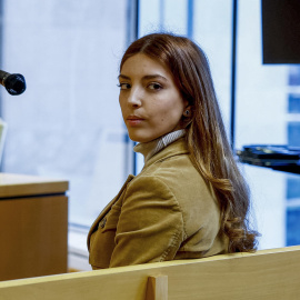 Una de las líderes de la organización neonazi NS Bastión Frontal, Isabel Medina Peralta durante el juicio en su contra en la Audiencia de Madrid, a 3 de abril de 2025.