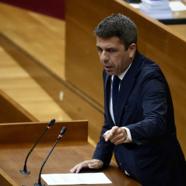 El president de la generalitat, Carlos Mazón, durante una sesión de control al president de la Generalitat valenciana, en Les Corts de Valencia, a 10 de abril de 2025, en Valencia, Comunidad Valenciana (España).Eduardo Manzana / Europa Press10/4/2025