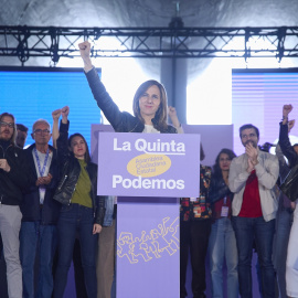 Ione Belarra, este sábado en Madrid durante la asamblea ciudadana de Podemos.