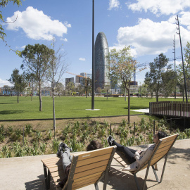 Una imatge del Parc de les Glòries pràcticament enllestit.