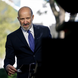 El secretario de Comercio de EEUU, Howard Lutnick, antes de una aparición televisiva en la Casa Blanca, a 9 de abril de 2025.