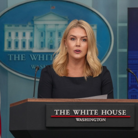 Karoline Leavitt, durante una rueda de prensa.