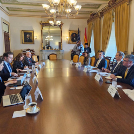 El ministro de Economía, Comercio y Empresa, Carlos Cuerpo, durante su visita a Washington para reunirse con el secretario del Tesoro de EE.UU., Scott Bessent.
