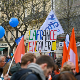 Movilización contra la reforma de las pensiones en París, en una imagen de archivo.