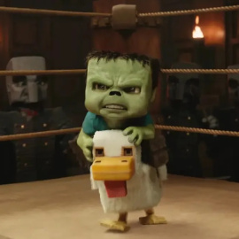 El Chicken Jockey, en 'Una película de Minecraft'.