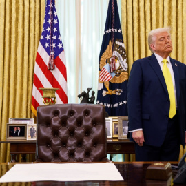 Donald Trump este pasado viernes durante un acto oficial en el Despacho Oval.