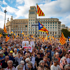 Imagen de archivo de una manifestación por el aniversario del referéndum de independencia en Catalunya.
