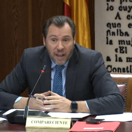 El ministro de Transportes, Óscar Puente, en la comisión del Senado que investiga el caso Koldo.