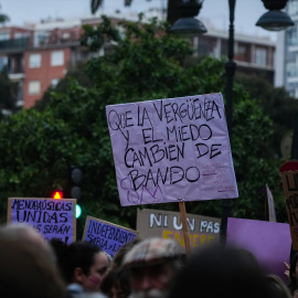 Pancartas durante la manifestación por el 8M.