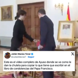 Isabel Díaz Ayuso en la Nunciatura Apostólica en Madrid.