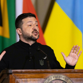Zelenski, presidente de Ucrania, el pasado jueves en Sudáfrica.
