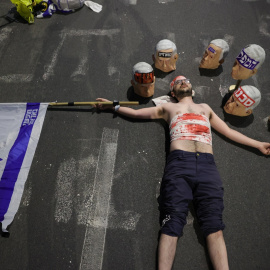 Protesta en Tel Aviv a favor del intercambio de rehenes y presos entre Israel y Hamás.