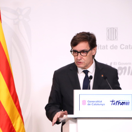 El president de la Generalitat, Salvador Illa, en roda de premsa