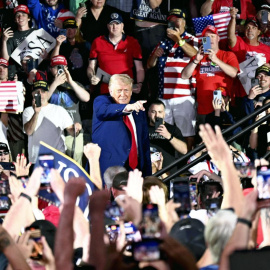 El presidente de Estados Unidos, Donald Trump, durante un mitin Míchigan, a 29 de abril de 2025.