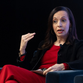 La presidenta de Redeia, Beatriz Corredor, durante una entrevista en Madrid, a 27 de marzo de 2025.