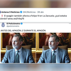 Respuestas a la noticia de Antena 3 sobre Felipe VI durante el apagón.