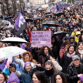Cientos de personas durante la manifestación del 8M en Madrid.
