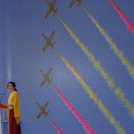 La presidenta de la Comunidad de Madrid, Isabel Díaz Ayuso, durante el acto institucional de entrega de las Grandes Cruces de la Orden del 2 de Mayo.