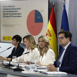 Rodríguez, Alegría, Díaz y López, este martes en La Moncloa.