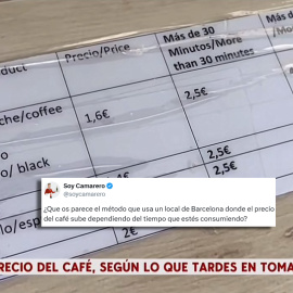 Una cafetería cobra por el tiempo que se tarde en consumir lo que se ha pedido.