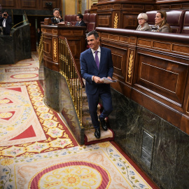 El presidente del Gobierno, Pedro Sánchez, tras intervenir durante una sesión plenaria, en el Congreso de los Diputados, a 7 de mayo de 2025, en Madrid.