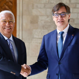 El president del Consell Europeu, Antonio Costa, i el president del Govern, Salvador Illa, reunits dimarts al Palau de la Generalitat.