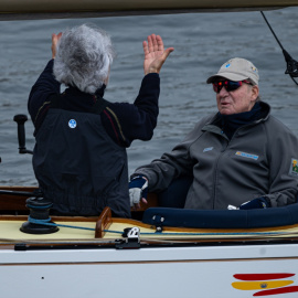 Imagen de archivo del rey emérito Juan Carlos I durante las regatas en el Club Naútico de Sanxenxo, a 17 de marzo de 2024.