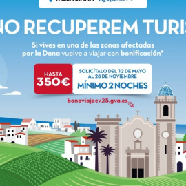 Turisme CV abre este lunes la inscripción al programa Bono Viaje 'Recuperem Turisme' 2025 para los afectados por la DANA