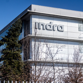 Fachada de la sede de Indra en la localidad madrileña de Alcobendas.