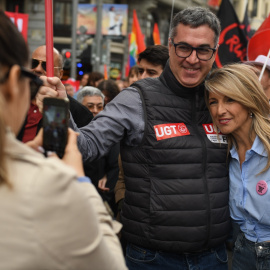 La vicepresidenta segunda y ministra de Trabajo, Yolanda Díaz, durante la manifestación por el Día del Trabajador.