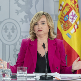 La ministra Portavoz, Pilar Alegría, durante una rueda de prensa posterior al Consejo de Ministros en el Palacio de La Moncloa, a 13 de mayo de 2025.
