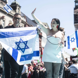 Imagen de la representante de Israel en Eurovisión 2025, Yuval Raphael, en Basilea (Suiza), a 11 de mayo de 2025.